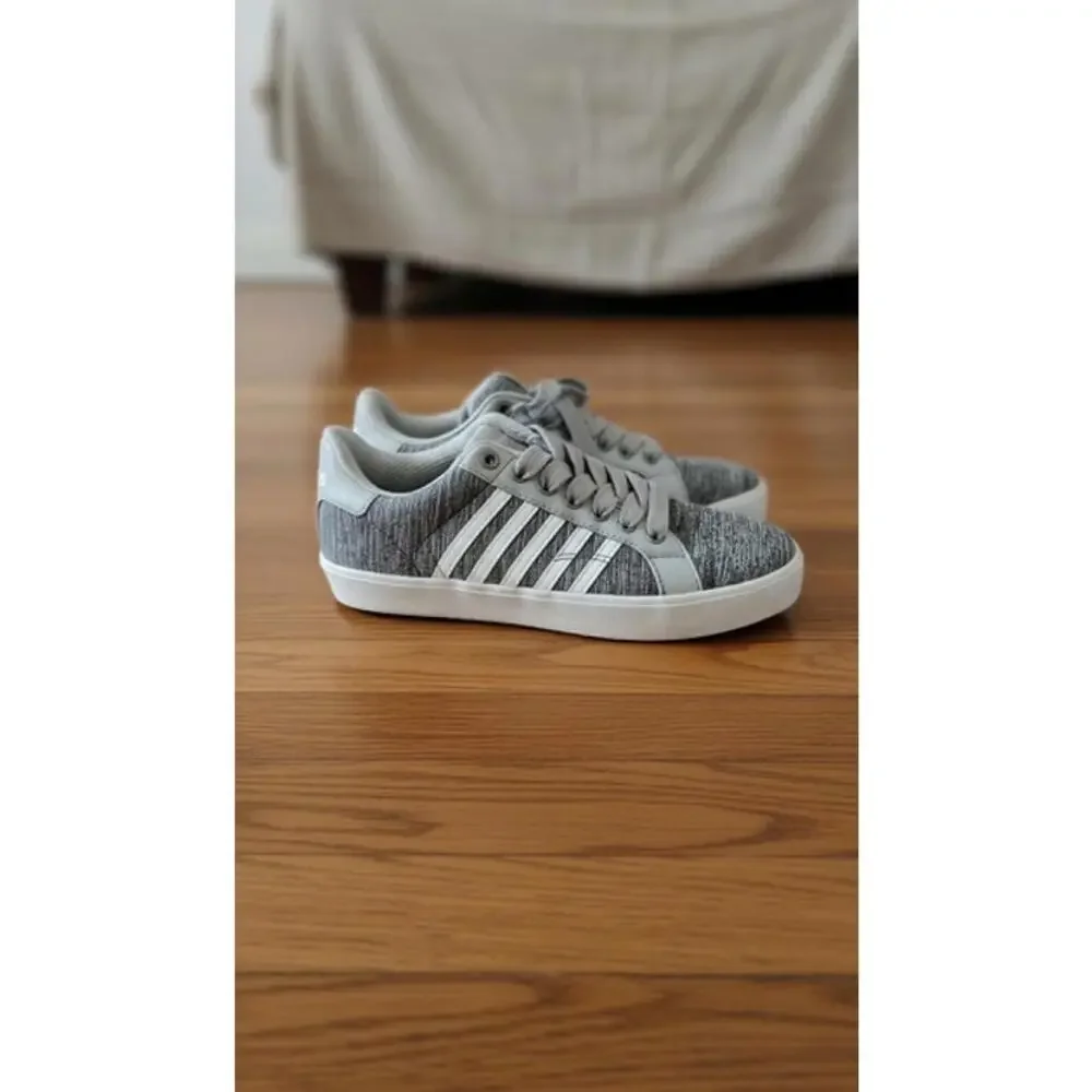 K-Swiss Court Tiebreak II Gray White Lace-Up Shoes size 3.5‎